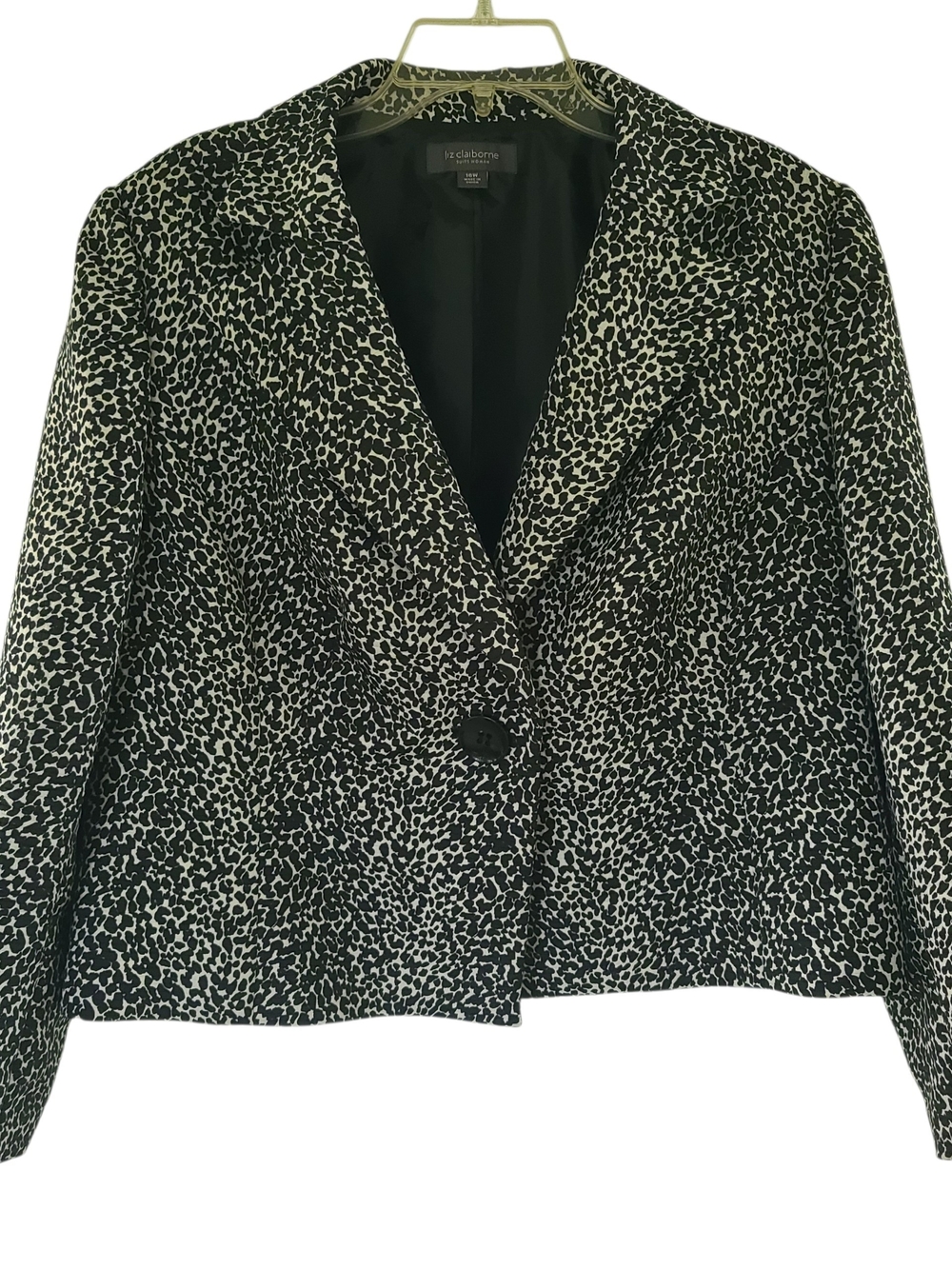 Liz Claiborne Black and White Printed Single-Button Blazer Size 16W Excellent